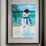 Hand Painted Oil Painting Modern Snowman Canvas Wall Arts