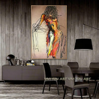 Hand Painted modern Naked Woman on Canvass wall art