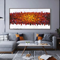 Hand Painted Abstract Red Knife Oil Painting On Canvas Moderns d