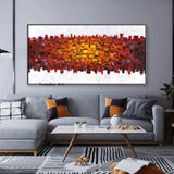 Hand Painted Abstract Red Knife Oil Painting On Canvas Moderns d