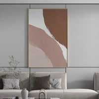 Hand Painted Modern Simple Abstract Brown Beige White Oil Painting Wall Art Wall Decoration As