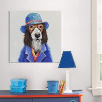 Hand Painted Lovely Dog Cartoon Cute Animal Kids Room Decorative Item Canvas Paintings Wall Art For Home