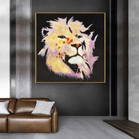 Art Hand Painted Lion Animal Oil Paintings on Canvas Modern Abstract Wall Art Kids Room Wall Decoration