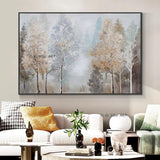 Decorative Abstract Autumn Trees Hand Painted On Canvas For Living