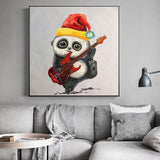 Hand Painted Modern Abstract Cute Baby Panda Oil Painting on Canvas Modern Animal Oil Painting for Decor