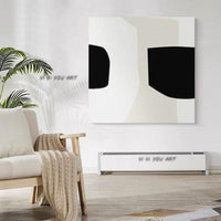 Hand Painted Abstract On Canvas Black and White Minimalist Modern Wall Art Decorative