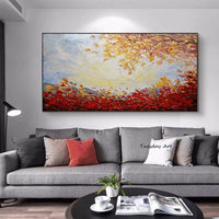 Hand Painted Abstract Oil Painting On Canvas Modern Landscape Knife Flower Trees