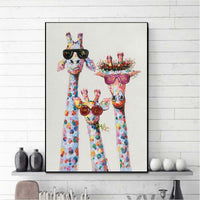 Hand Painted Canvas Painting abstract Giraffe Cartoon Animal Canvas Wedding Art picture