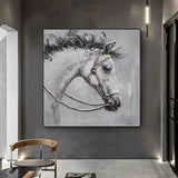 Embellish White Horse Animals Wall Art Hallway Bedroom Canvas Paintings