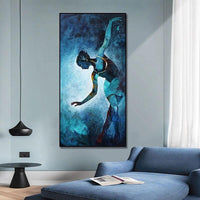 Hand-Painted Hand Painted Oil Painting Modern Impression Blue People Abstracts