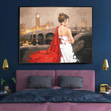 Modern Hand Painted Beautiful Ballerina Oil Painting Abstract Character Art Mural