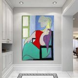 Hand Painted Oil Painting Picasso The Woman Sitting by the Window Abstract Painting Decorative Home