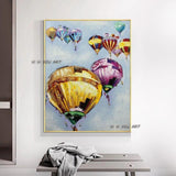 Hand Painted Abstract Wall Art Hot Air balloon Landscape Minimalist Modern On Canvas Decorative