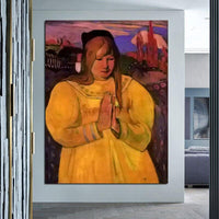 Paul Gauguin Hand Painted Breton Girl Praying Oil Painting Figure Abstract Classic Retro