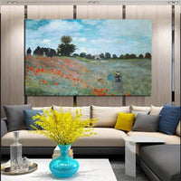 Hand Painted Monet Impression Poppies Abstract Oil Painting Arts Decoration