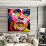 Hand Painted Francoise Nielly Palette Knife Painting Male Portrait Modern Abstract Face Oil painting Impasto figure on Canvas