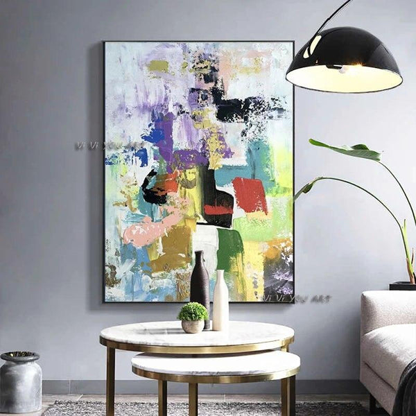 Hand Painted Abstract Modern Minimalist Colorful Canvas