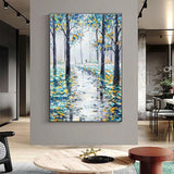 Abstract Modern Landscape Hand Painted Forest Canvas Oil Paintings On Wall Art Tree As