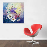 Hand Painted beautiful butterfly and flowers on Canvas Modern Abstract Wall Art