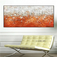 Hand Painted Abstract Modern Vertical Gold Red Gray Canvas Abstract Art