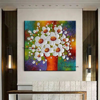 Hand Painted Modern Canvas Art Oil Painting Knife Flower Tree Painting For Home Hotel Decor