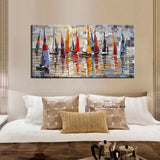 Hand Painted Thick Knife Oil Painting Canvas Seascape Sailboat Abstract