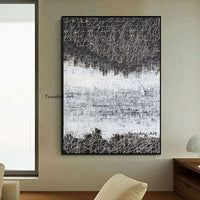 Abstract 3D Art Hand Painted Oil Painting Canvas Black and White Lines Wall Pictures Art Wall Artwork For Dining Room Decor