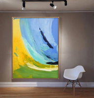 Hand Painted Oil Painting On Canvas Art Blue Yellow Abstract Painting Canvas Painting