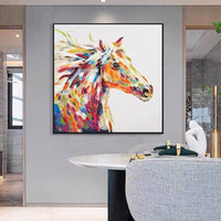 Hand Painted Knife Painting Horse for Wall Decor Hand Painted Abstract Horse Knife Acrylic Painting