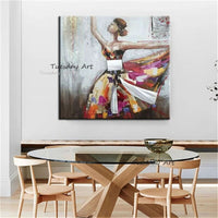 Hand Painted Oil Painting Figure Girl Abstrac On Canvas Painting d