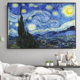 Hand Painted Van Gogh Impression Starry Sky Landscape