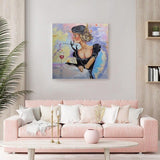 Hand Painted Pretty Female Abstract Oil Painting on Canvas Modern Impression Character For Living