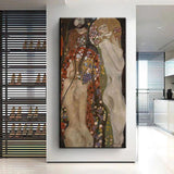 Hand Painted Gustav Klimt Water Serpents II Oil Painting Room canvas size