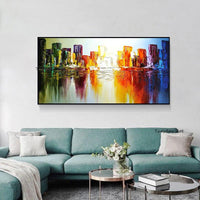 Landscape City Building Abstract Hand Painted Oil Painting Style Modern Canvas Acrylic For Home Wall