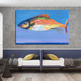 Hand-Painted Oil Painting On Canvas Simple Animal Fish Abstracts Home Wall Interior