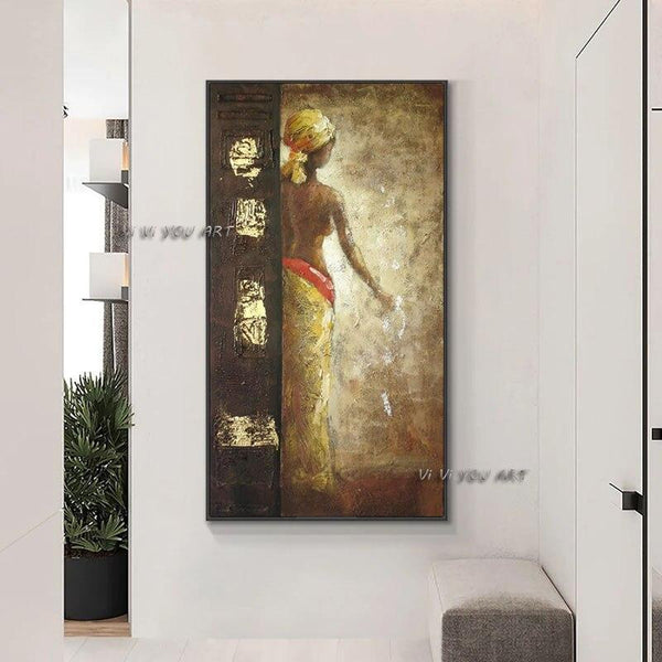 Modern Art Hand Painted Woman Wall Painting Vintage Canvas Salon Canvas paintings