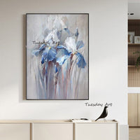 Hand Painted Oil Painting Flowers Abstract Contemporary Art Textured Design Artworks Decor