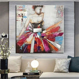 Hand Painted Oil Paintings Dancing Ballerina Canvas Famous Painted Abstract Ballet Girl Modern Wall Art