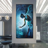 Hand-Painted Hand Painted Oil Painting Modern Impression Blue People Abstracts