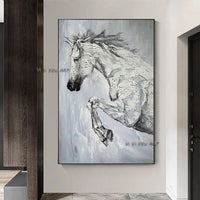 Hand Painted Canvas Painting Wall Art Canvas Animal The Horse Painting Wall Decor