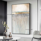 Fashion Abstract Gold Foil Line Hand Painted Canvas Paintings Wall Artwork Decor