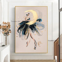 Modern Figure Abstract Hand Painted Canvas Painting Modern Art Dancing Girl Bedroom