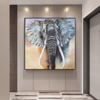 Hand Painted African Animal Oil Painting Canvas Black Elephant Paintings Modern Abstract Wall Art