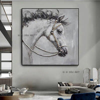 Embellish White Horse Animals Wall Art Hallway Bedroom Canvas Paintings