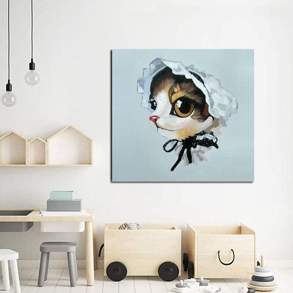 Wall Hand Painted Cartoon Cat Animal Oil Paintings On Canvas Modern Abstract Pop Art For Room Artwork