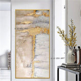 Hand Painted Abstract Gold Foil Craft Oil Canvas Painting Modern Light Luxury Corridor Wall