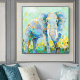 Cute Elephant Art Hand Painted Oil Painting On Canvas Animal Modern