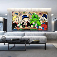 Hand Painted Modern Hand Painted Oil Painting Street Art Cartoon Characters Abstracts Room