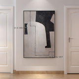 Hand Painted Modern Black and White Abstract Wall Art On Canvas For Office Decorations