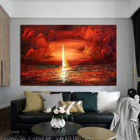 Hand Painted Sailing Boat Oil Painting For Wall dDecoration Seascape On Canvas Art